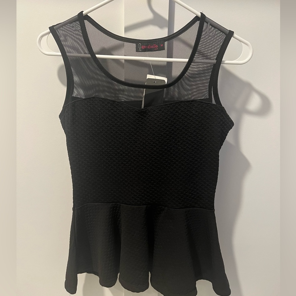 Black Peplum Top Size Medium